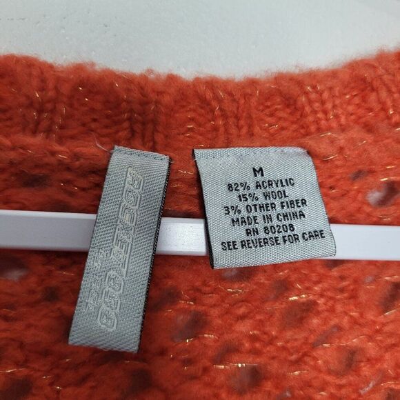 Vintage y2k Rocket 898 orange open knit wool blend cropped cardigan medium - Picture 3 of 7